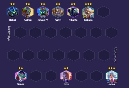Đội hình Janna Cựu Binh Sensei Reroll TFT mùa 15