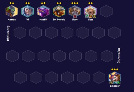 Đội hình Luyện Thú Smolder Reroll TFT mùa 15