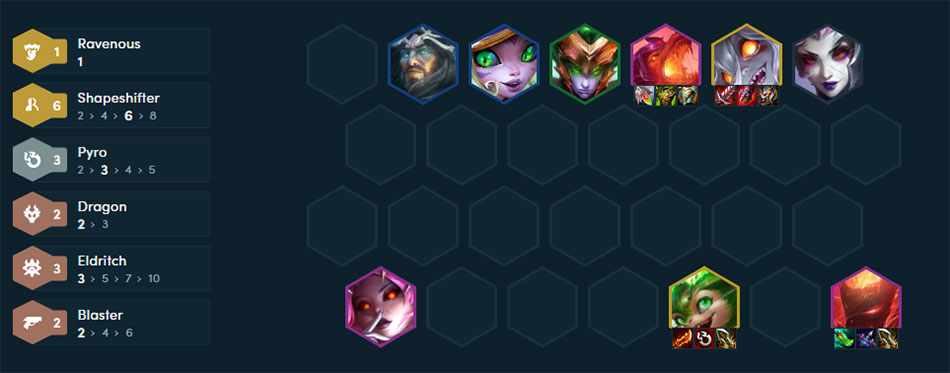 TFT Dragon team comp build set 12