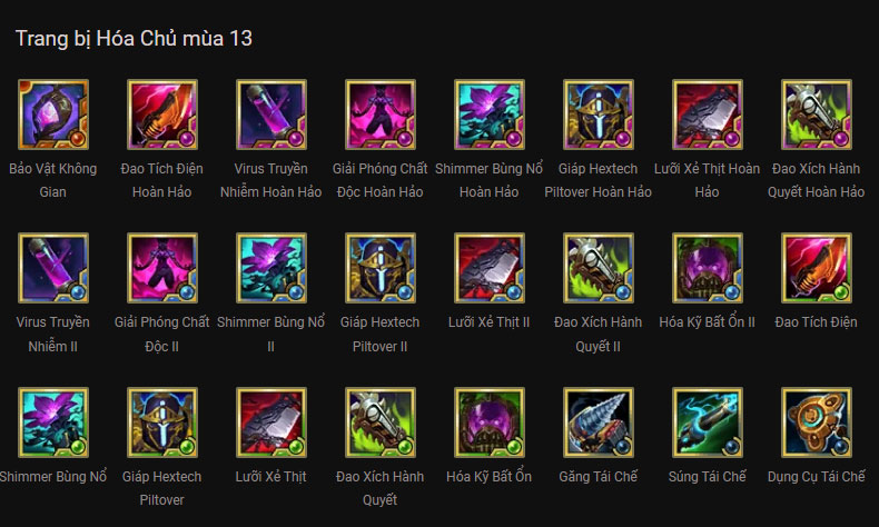 Trang bị Hóa Chủ DTCL mùa 13 mới nhất